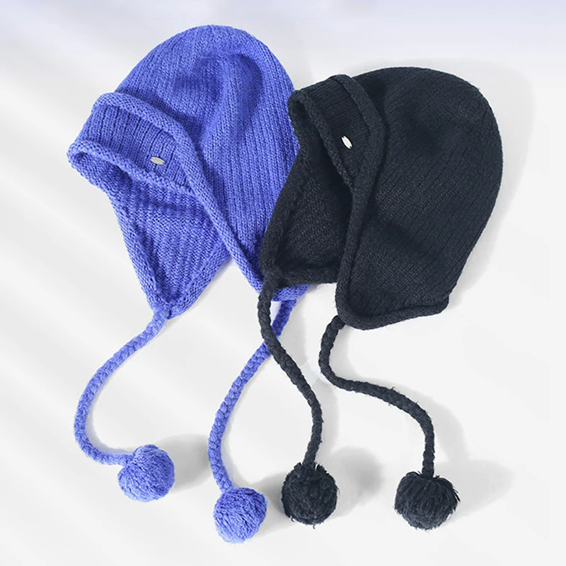 Winter Hats with Ears Flaps for Women 2022 Knit Winter Cap Girl Female Beanies Black Blue Bomber Hat for Woman Cute Pompom Gorro
Winter Hats with Ears Flaps for Women 2022 Knit Winter Cap Girl Female Beanies Black Blue Bomber Hat for Woman Cute Pompom Gorro