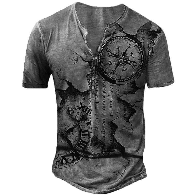 Vintage Navigation Compass T Shirt Short Sleeve V-neck Button Henley Shirt For Men Oversized Tops Tee Shirt Man Punk Streetwear
Vintage Navigation Compass T Shirt Short Sleeve V-neck Button Henley Shirt For Men Oversized Tops Tee Shirt Man Punk Streetwear