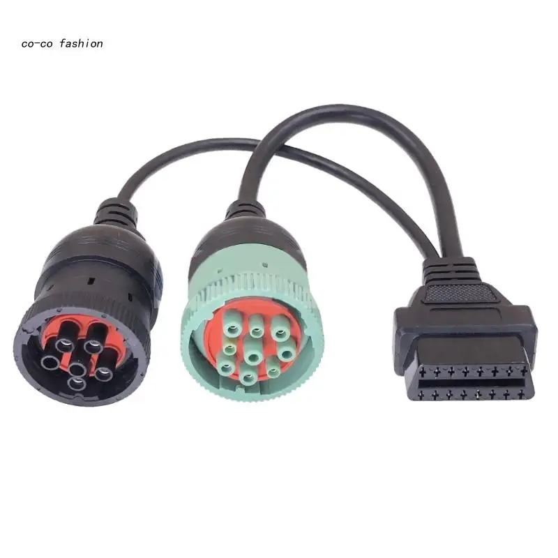 

517B OBD2 Truck Interfaces Y-Cable 16Pin Male To Female 6pin J1708 And J1939 9pin