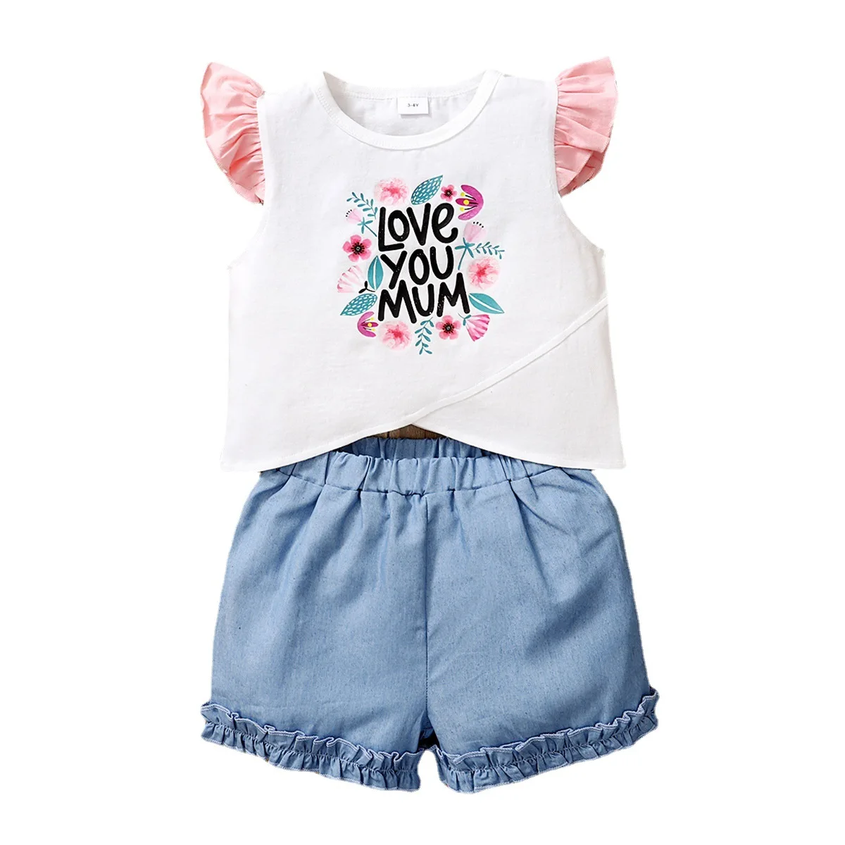 Toddler Summer Baby Girl Outfit Fashion White Letter With Floral T-shirts Tops and Denim Shorts Two Piece Kids Infant Clothing
Toddler Summer Baby Girl Outfit Fashion White Letter With Floral T-shirts Tops and Denim Shorts Two Piece Kids Infant Clothing