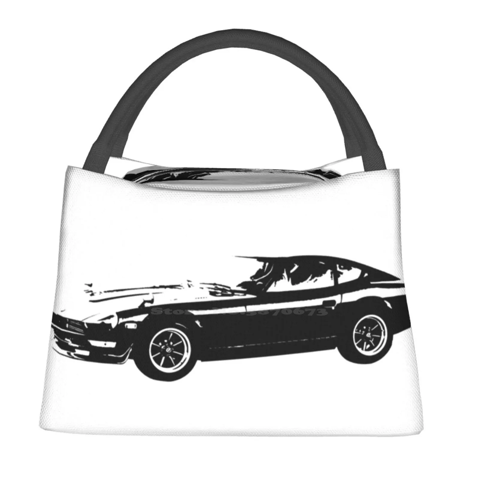 

240Z B&W Insulated Bag For Trip Lunch Picnic Dinner School 1973 Datsun 240Z Nissan Jdm Sports Car Classic Car Muscle Car