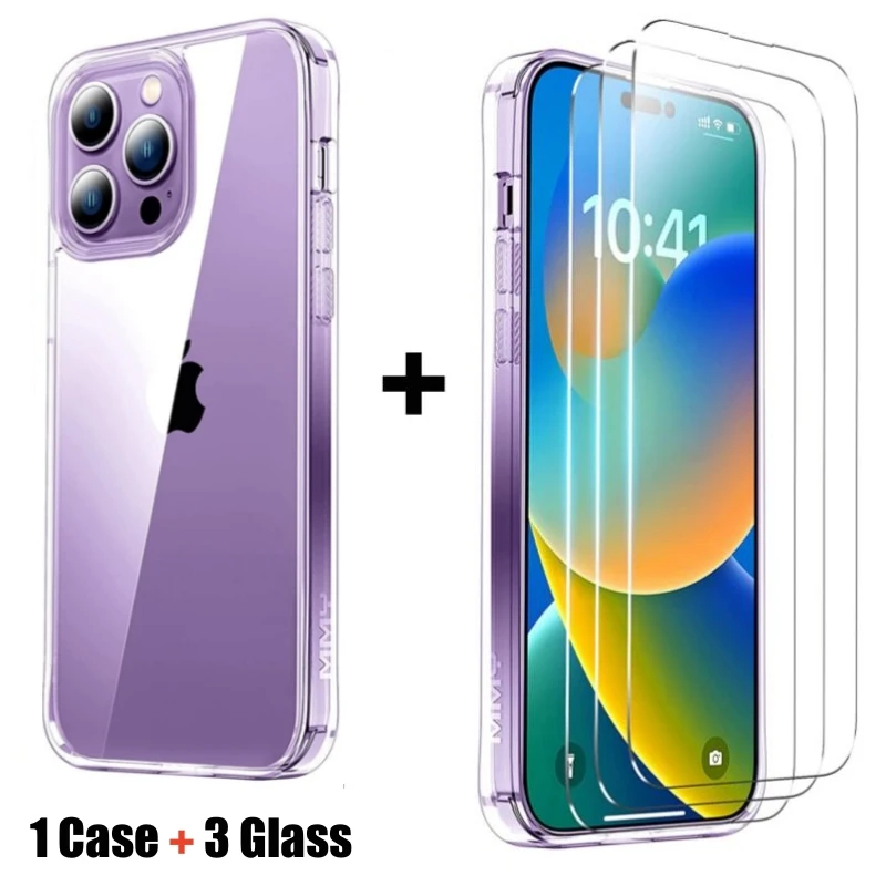 1 Set of Phone Case and 3 Tempered Glass Screen Protectors for iPhone 14 13 12 11 Pro Max 13Mini X XR XS 7 8 SE 14Plus 14ProMax
1 Set of Phone Case and 3 Tempered Glass Screen Protectors for iPhone 14 13 12 11 Pro Max 13Mini X XR XS 7 8 SE 14Plus 14ProMax