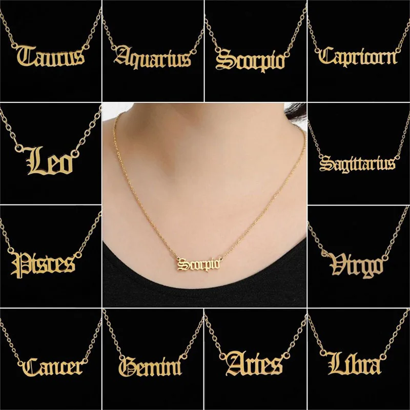 Stainless Steel Constellations Pendant Necklace for Women Statement Letters Chain Choker Bijoux Femme Birthday Anniversary Gift
Stainless Steel Constellations Pendant Necklace for Women Statement Letters Chain Choker Bijoux Femme Birthday Anniversary Gift