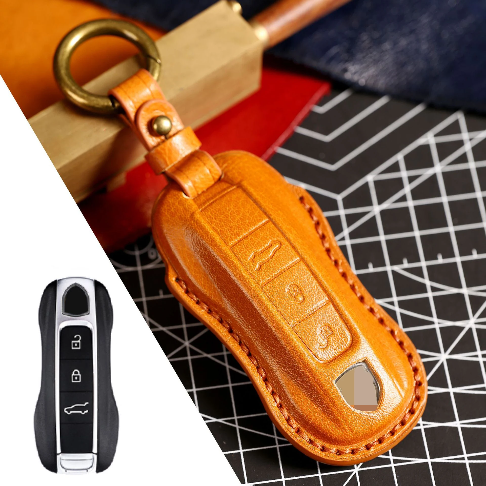 Genuine Leather Car Remote Key Fob Case Key cover for Porsche Panamera 2017-2022 Cayenne 2018 2019 2020 2022
Genuine Leather Car Remote Key Fob Case Key cover for Porsche Panamera 2017-2022 Cayenne 2018 2019 2020 2022