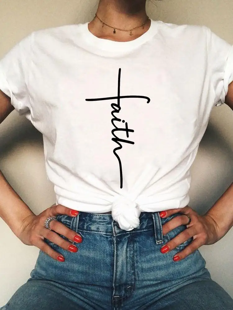 Short Sleeve Faith Trend Lovely Summer T Clothing Print Fashion Casual T-shirts Women Female Graphic Tee Aesthetic Clothes
Short Sleeve Faith Trend Lovely Summer T Clothing Print Fashion Casual T-shirts Women Female Graphic Tee Aesthetic Clothes