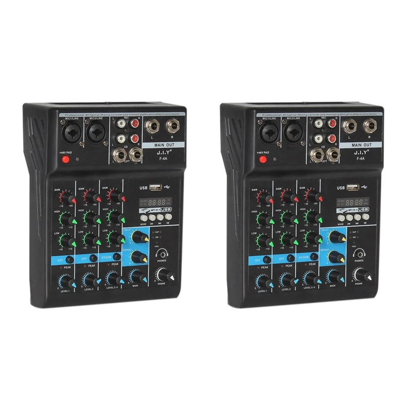 2X Professional 4 Channel Bluetooth Mixer Audio Mixing DJ Console With Reverb Effect For Home Karaoke USB Live Stage KTV
2X Professional 4 Channel Bluetooth Mixer Audio Mixing DJ Console With Reverb Effect For Home Karaoke USB Live Stage KTV