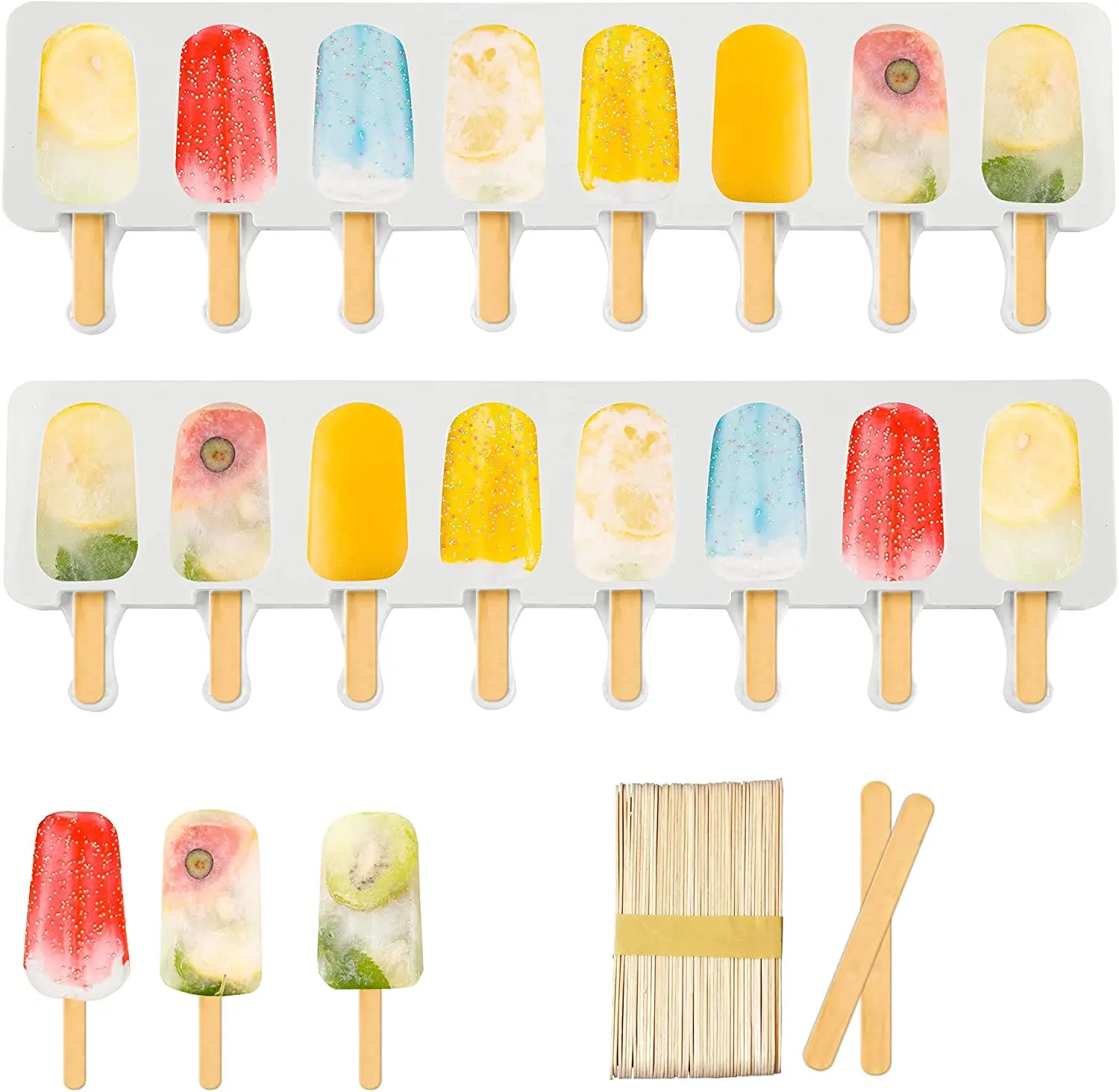 2 Pieces Ice Cream Bar Mold, Silicone Ice Pop Mould Popsicle Moulds,DIY Ice Cream Maker with 50 Pieces Wooden Sticks
2 Pieces Ice Cream Bar Mold, Silicone Ice Pop Mould Popsicle Moulds,DIY Ice Cream Maker with 50 Pieces Wooden Sticks