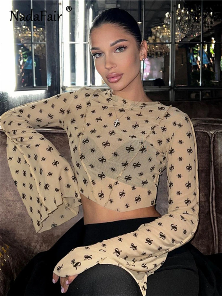 Nadafair Women Mesh Letter Printed Long Sleeve T Shirts Autumn 2023 Y2K Sexy See Through Crop Tops Casual Basic O Neck Tees
Nadafair Women Mesh Letter Printed Long Sleeve T Shirts Autumn 2023 Y2K Sexy See Through Crop Tops Casual Basic O Neck Tees