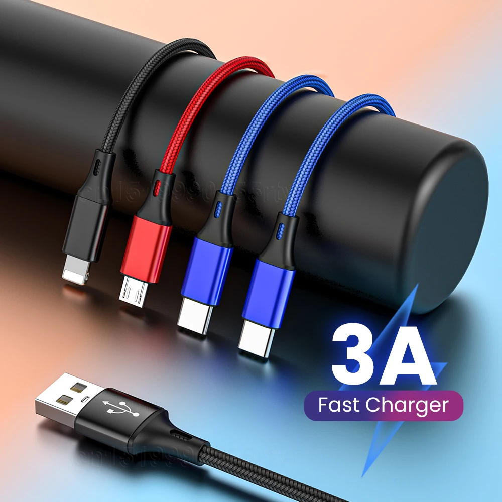3A 4 in 1 USB Cable C Charging Cable Micro USB Charge Cable For Iphone 13 12 11 Huawei Xiaomi Samsung Lightning Cable Data Cable 
3A 4 in 1 USB Cable C Charging Cable Micro USB Charge Cable For Iphone 13 12 11 Huawei Xiaomi Samsung Lightning Cable Data Cable