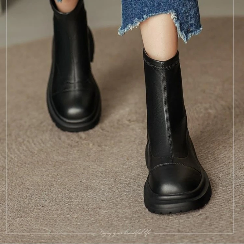 2022 New Winter Women Ankle Boots Retro Genuine Leather Round Toe Stretch Boots Shoes Women Ankle Boots Chelsea Zapatos De Mujer
2022 New Winter Women Ankle Boots Retro Genuine Leather Round Toe Stretch Boots Shoes Women Ankle Boots Chelsea Zapatos De Mujer