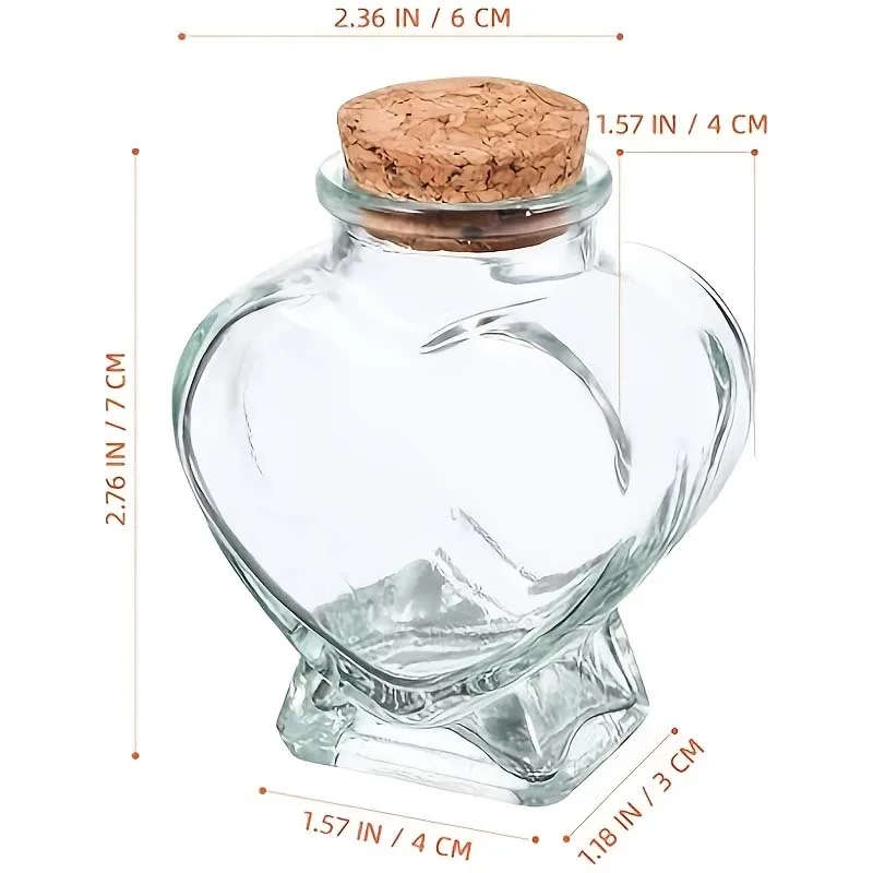 1 Шт. Стеклянная Бутылка В Форме Сердца С Пробкой, Прозрачная Мини-бутылка Для Пожеланий, Для Поделок И Сообщений
1 Шт. Стеклянная Бутылка В Форме Сердца С Пробкой, Прозрачная Мини-бутылка Для Пожеланий, Для Поделок И Сообщений