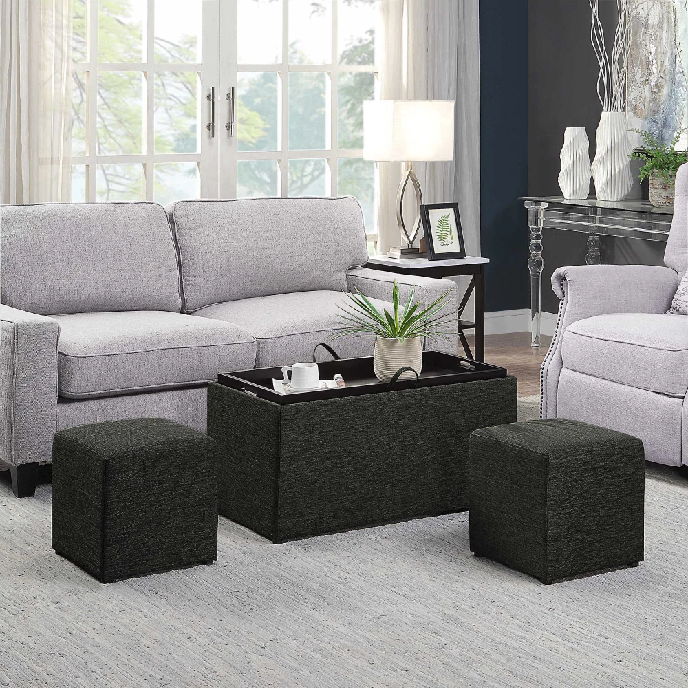 Convenience Concepts Designs4Comfort Sheridan Storage Ottoman with Reversible Tray and 2 Side Ottomans, Da
Convenience Concepts Designs4Comfort Sheridan Storage Ottoman with Reversible Tray and 2 Side Ottomans, Da