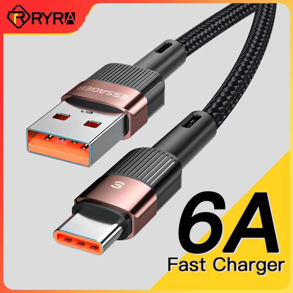 

RYRA 6A USB Type C Cable 66W Fast Charging Wire USB-C Charger Data Cord For Samsung S21 ultra S20 Poco For Huawei P30 P40 Pro
