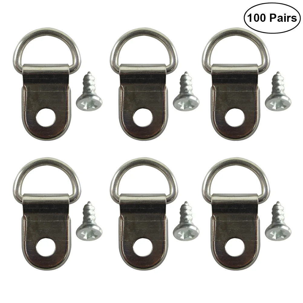 100 Pcs Heavy Duty Single Hole D Ring Hanging Picture oil Painting Mirror Frame Hooks Hangers with 100 Pcs Screws
100 Pcs Heavy Duty Single Hole D Ring Hanging Picture oil Painting Mirror Frame Hooks Hangers with 100 Pcs Screws