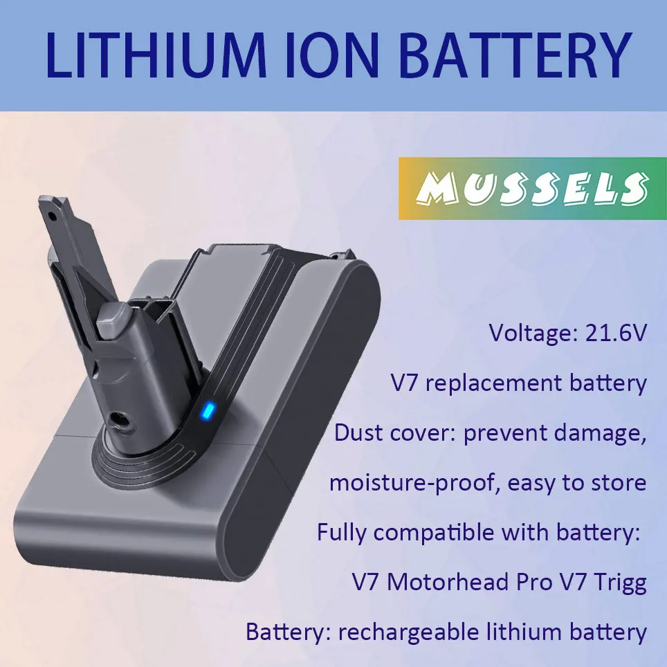 V7 replacement battery compatible with V7 battery V7 Absolute V7Motorhead Pro V7 Trigger V7 Fluffy V7HEPA Li-ion SV11
V7 replacement battery compatible with V7 battery V7 Absolute V7Motorhead Pro V7 Trigger V7 Fluffy V7HEPA Li-ion SV11