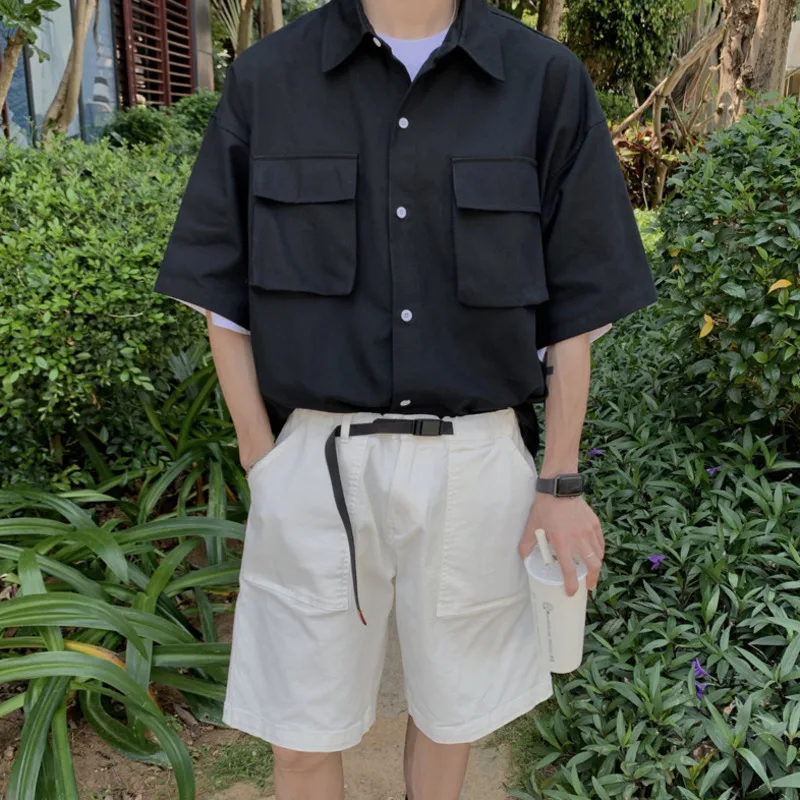 Summer Short-sleeved Shirt Men's Fashion Blue Black White Casual Shirt Men Streetwear Korean Loose Pocket Shirt Mens Dress Shirt
Summer Short-sleeved Shirt Men's Fashion Blue Black White Casual Shirt Men Streetwear Korean Loose Pocket Shirt Mens Dress Shirt