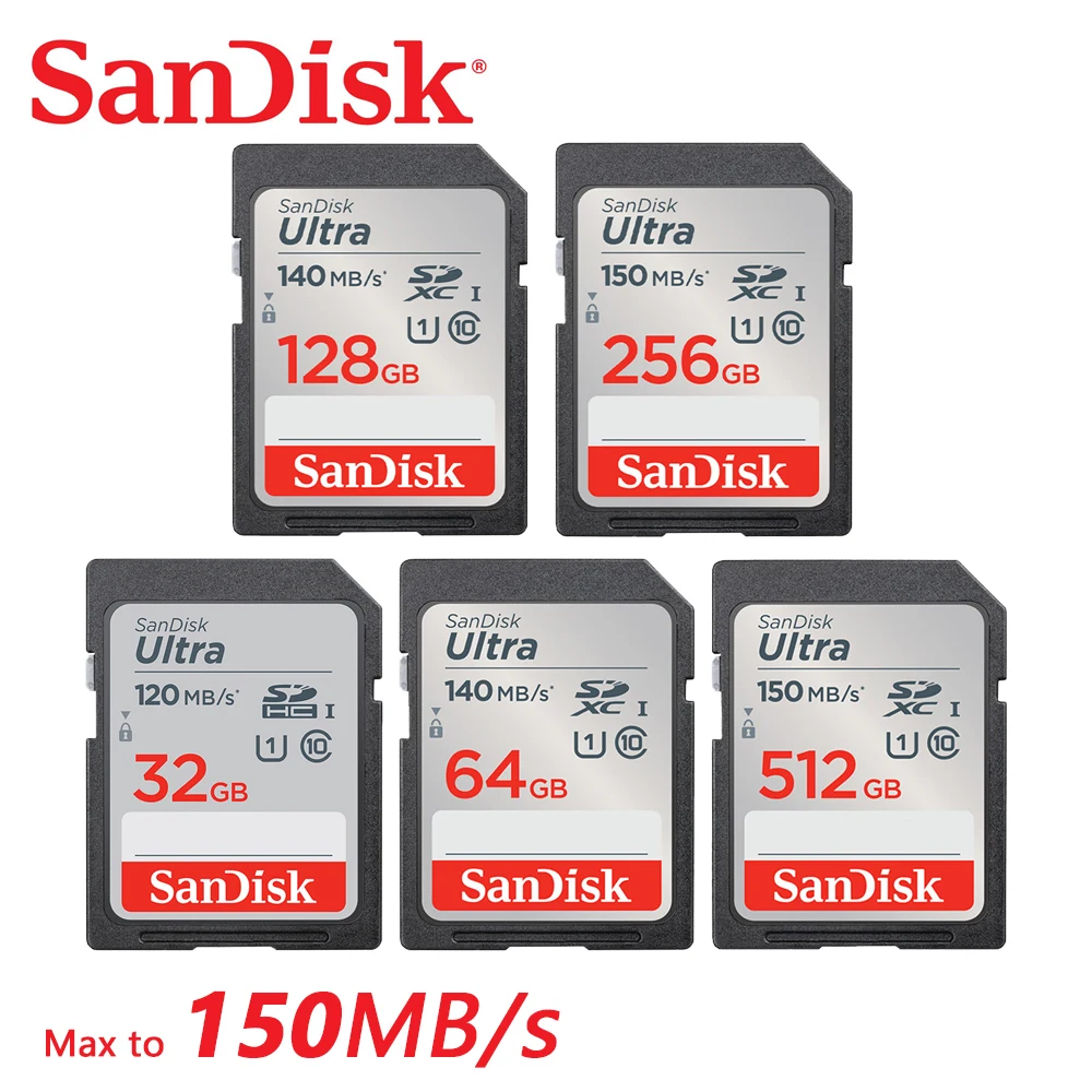 

SanDisk Ultra SDHC/SDXC SD Card Class10 32GB 64GB 128GB 256GB C10 UHS-I 120MB/s Flash Memory Card for Full HD Camera