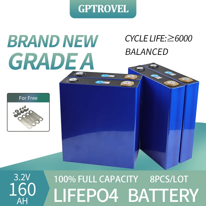 LiFePO4 8PCS 3.2V 160Ah Deep Cycle Lithium Ion Battery Cell Rechargeable Brand New Grade A 100% Full Capacity Power Bank
LiFePO4 8PCS 3.2V 160Ah Deep Cycle Lithium Ion Battery Cell Rechargeable Brand New Grade A 100% Full Capacity Power Bank