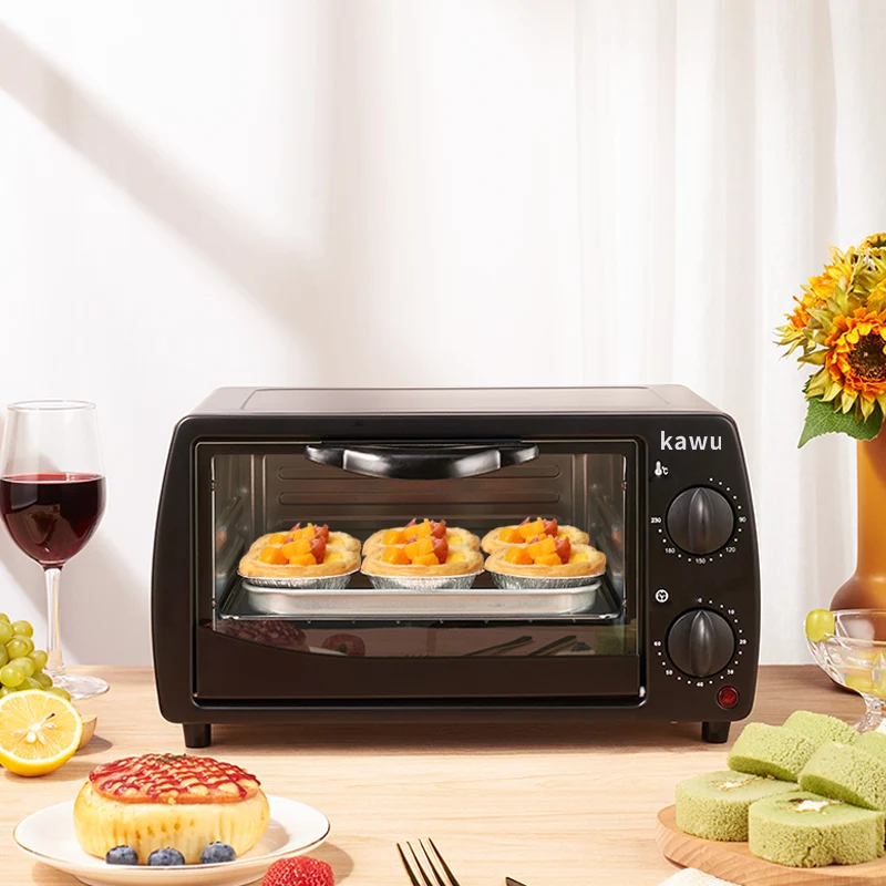 

kawu Personal 2 Slice Countertop Toaster Oven with 15 Minute Timer Includes Pan and Wire Rack, Bake, Broil, Toast, Black