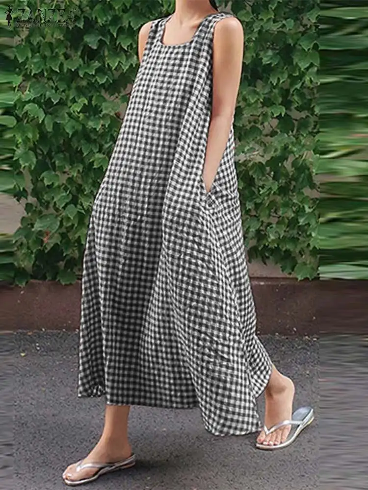 ZANZEA Women Square Neck Tank Dress Summer Sleeveless Plaid Sundress Causal Holiday Beach Vestido Kaftan Bohemian Baggy Dresses
ZANZEA Women Square Neck Tank Dress Summer Sleeveless Plaid Sundress Causal Holiday Beach Vestido Kaftan Bohemian Baggy Dresses