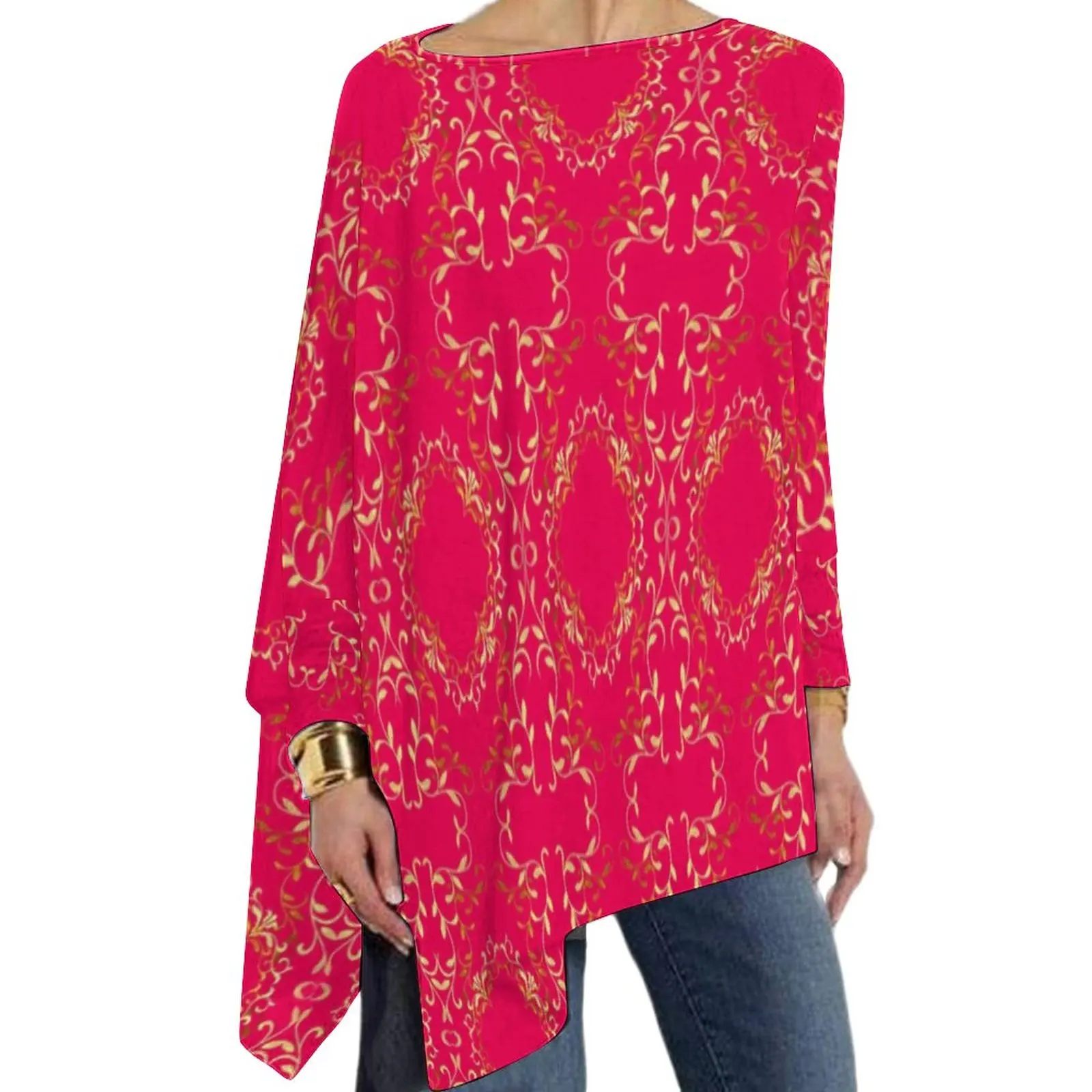 Gold Baroque T Shirts Floral Print Streetwear Long Sleeve T Shirt Retro Trendy Tee Shirt Female Tops Large Size 4XL 5XL
Gold Baroque T Shirts Floral Print Streetwear Long Sleeve T Shirt Retro Trendy Tee Shirt Female Tops Large Size 4XL 5XL