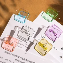 5pcs Kawaii Transparent Paper Clips Candy Color File Documents Binder Clips Notebook Bookmarks Index Page Tickets Holder Clamps