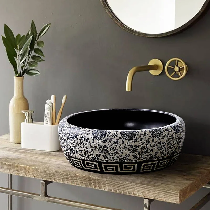 Jingdezhen Ceramic Wash Basin Blue And White Chinese Style Hotel Bathroom Artistic Basin ceramic Wash basin bathroom sink
Jingdezhen Ceramic Wash Basin Blue And White Chinese Style Hotel Bathroom Artistic Basin ceramic Wash basin bathroom sink