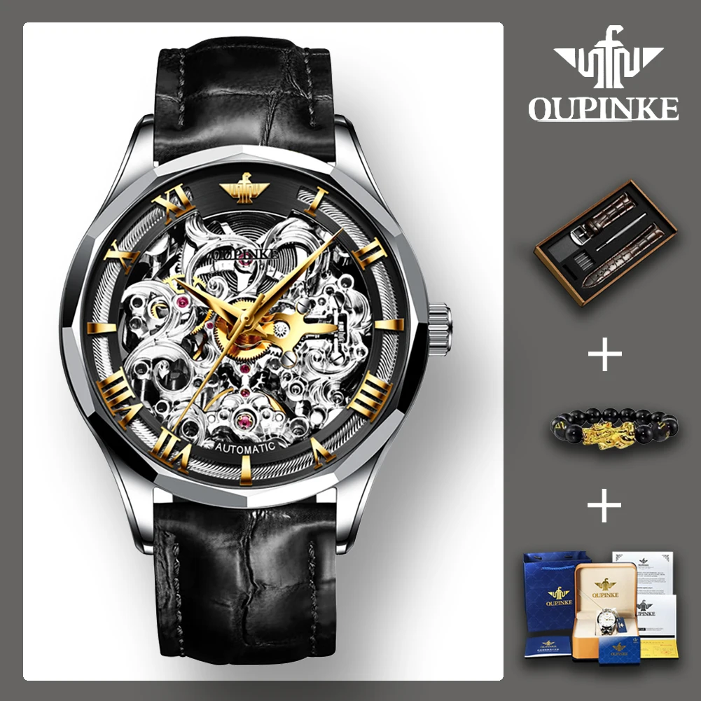 OUPINKE Business Full-automatic Men Wristwatch Automatic Mechanical Waterproof Genuine Leather Strap Watches for Men
OUPINKE Business Full-automatic Men Wristwatch Automatic Mechanical Waterproof Genuine Leather Strap Watches for Men