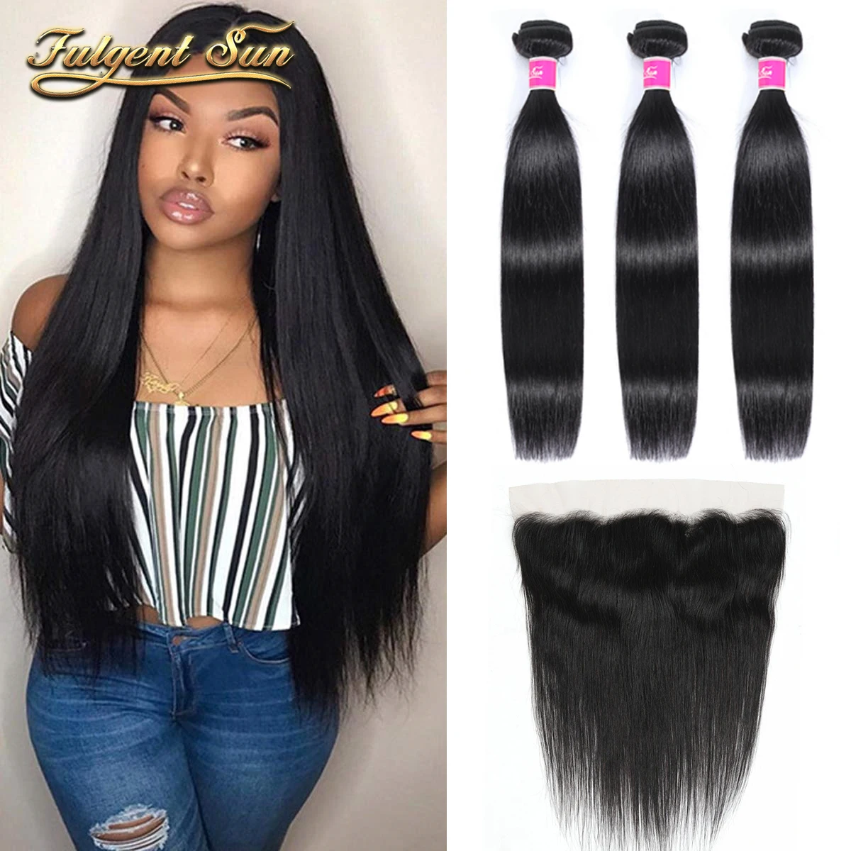 Straight Bundles With Frontal 3 Bundles Hair Weave Human Hair Bundles With Frontal Peruvian Hair Bundles With 13x4 Lace Frontal 
Straight Bundles With Frontal 3 Bundles Hair Weave Human Hair Bundles With Frontal Peruvian Hair Bundles With 13x4 Lace Frontal