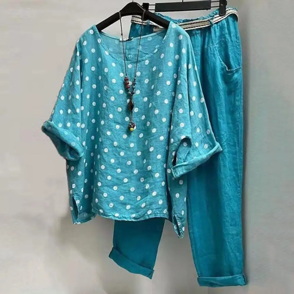 Summer Polka Dots Printed Sets Women Tracksuit Half Sleeve O-Neck Blouse Casual Trousers Outfit Sets ensemble femme 2 pièces été
Summer Polka Dots Printed Sets Women Tracksuit Half Sleeve O-Neck Blouse Casual Trousers Outfit Sets ensemble femme 2 pièces été