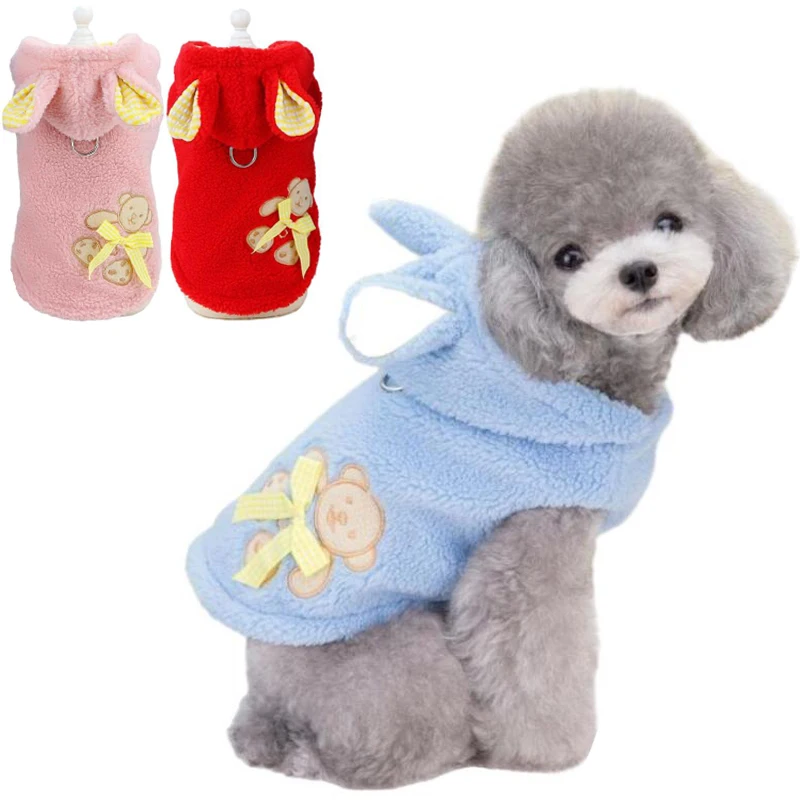 

Winter Warm Pets Clothes Fleece Puppy Hooded Outfits for Small Medium Dogs Cats Coat Chihuahua Vest Teddy French Bulldog Costume