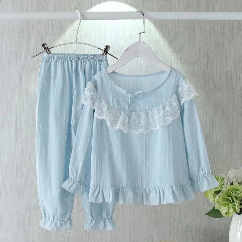 Cotton Linen Breathable Baby Girl Pajamas Lace Princess Style Tops Pant Set Children Two-Piece Set Infant Long Sleeved Sleepwear
Cotton Linen Breathable Baby Girl Pajamas Lace Princess Style Tops Pant Set Children Two-Piece Set Infant Long Sleeved Sleepwear