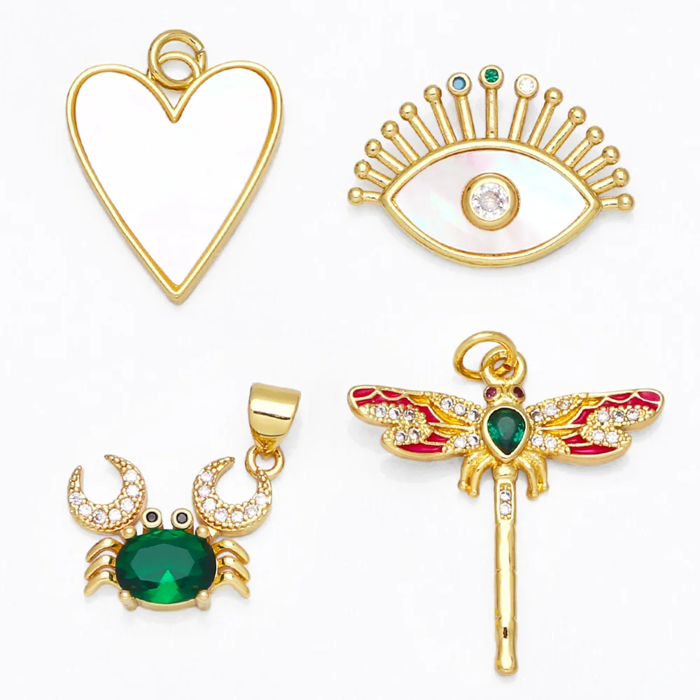 OCESRIO White Shell Eye Heart Charms for Necklace Earring CZ Gold Plated Copper Accessories for Jewelry Making Wholesale pdta698
OCESRIO White Shell Eye Heart Charms for Necklace Earring CZ Gold Plated Copper Accessories for Jewelry Making Wholesale pdta698