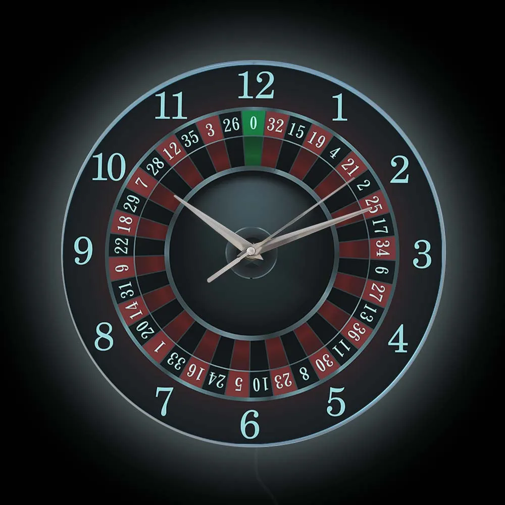 Casino Roulette Wheel Decorative Printed Wall Clock With LED Backlight LED Lighting Gambling Clock for Bar Pub Game Room Club
Casino Roulette Wheel Decorative Printed Wall Clock With LED Backlight LED Lighting Gambling Clock for Bar Pub Game Room Club