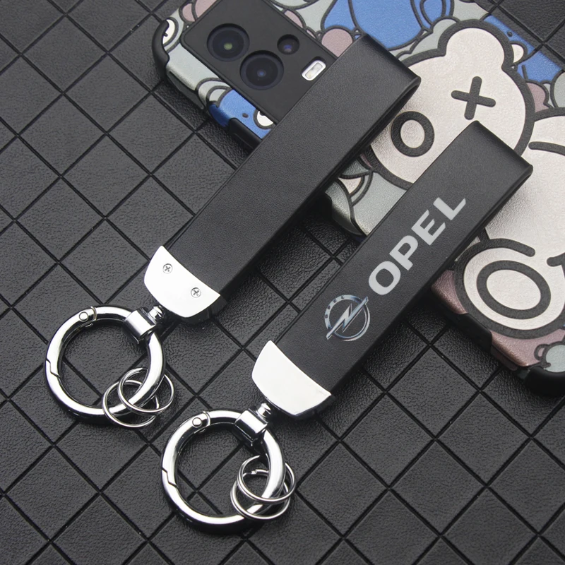 

Keychain Car Stamp Logo Key Chain Leather Keyring Auto Gadgets Gift With Man For OPEL Vauxhall OPC Astra Insignia Vivaro Corsa