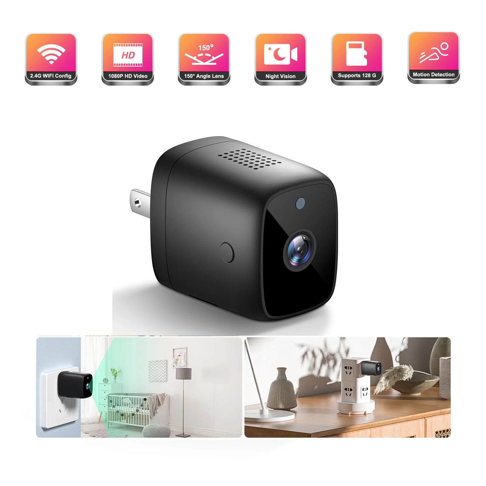 4K plug WIFI mini remote camera 1080P high-definition USP charger camera wireless mini home safety protection small body camera
4K plug WIFI mini remote camera 1080P high-definition USP charger camera wireless mini home safety protection small body camera