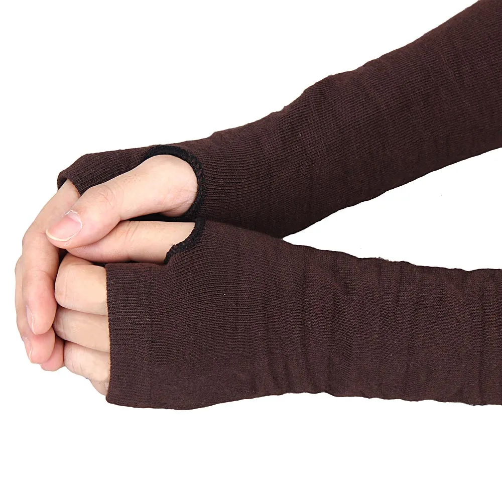 

Зимние длинные перчатки ручной вязки на запястье, теплые перчатки для рук, перчатки без пальцев, зимние аксессуары