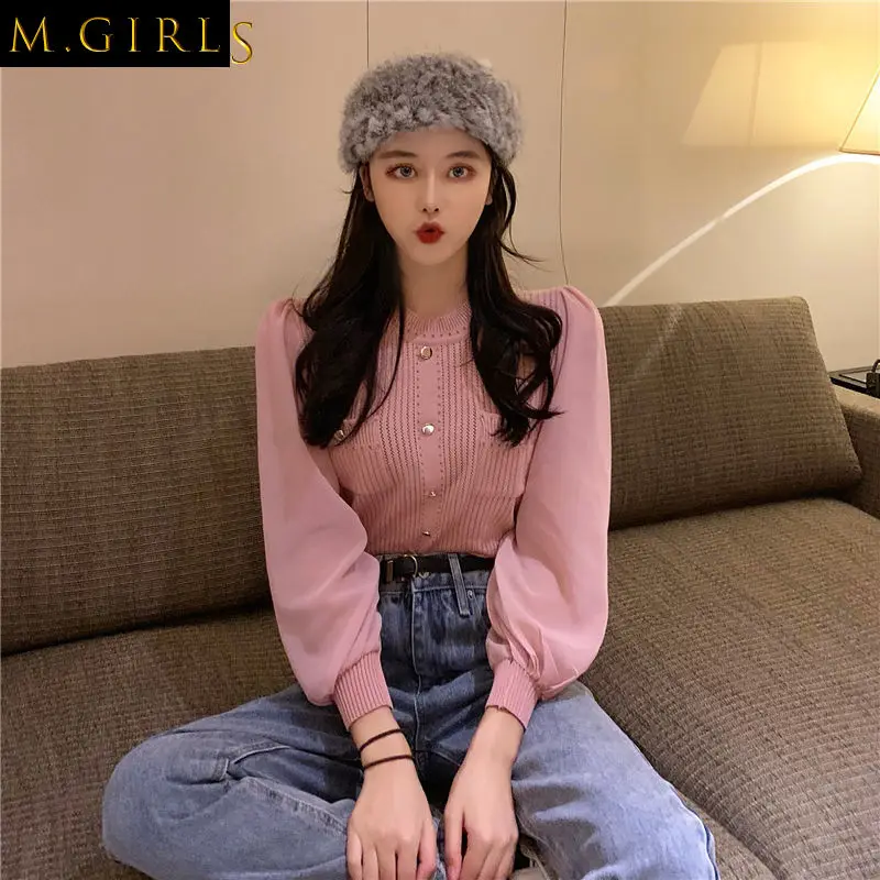 Pullovers Women Lantern Sleeve Elegant Female Buttons Decoration Office Party All-match Clothing Sweater Solid Fashion Ulzzang 
Pullovers Women Lantern Sleeve Elegant Female Buttons Decoration Office Party All-match Clothing Sweater Solid Fashion Ulzzang
