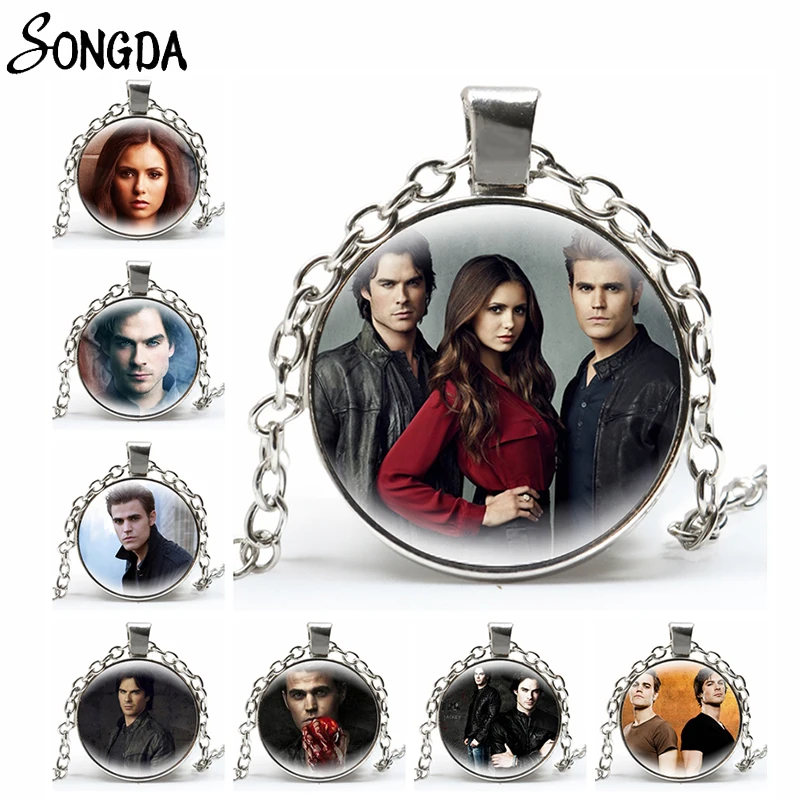 Classic The Vampire Diaries Necklace for Women Men Elena Stefan Glass Cabochon Round Pendant Necklace Chains Jewelry Wholesale
Classic The Vampire Diaries Necklace for Women Men Elena Stefan Glass Cabochon Round Pendant Necklace Chains Jewelry Wholesale