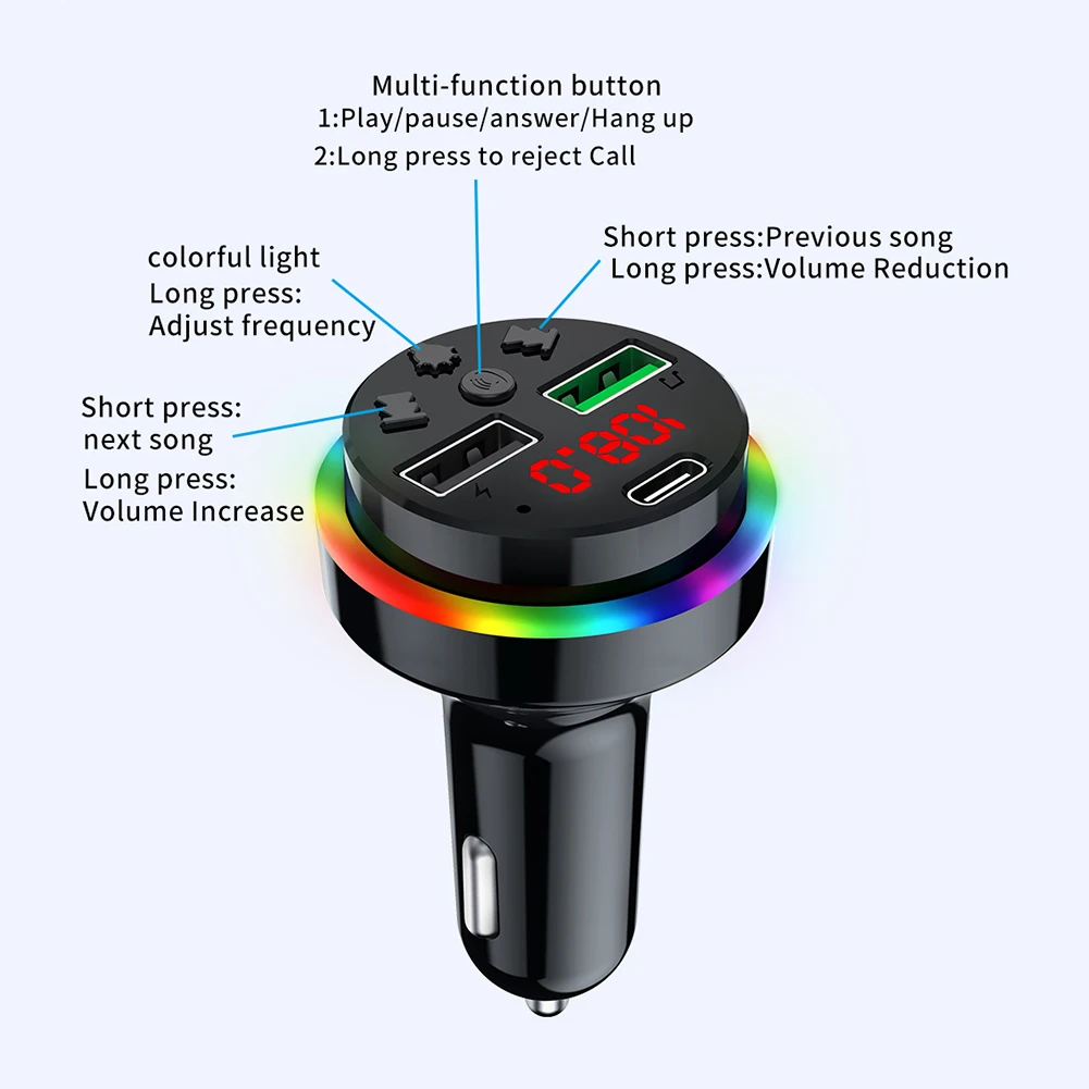 Car Wireless FM Transmitter 1 Pcs 87.5-108Mhz AUX Hands-Free Adapter Bluetooth 5.0 DC12V-24V Voltage Detection
Car Wireless FM Transmitter 1 Pcs 87.5-108Mhz AUX Hands-Free Adapter Bluetooth 5.0 DC12V-24V Voltage Detection