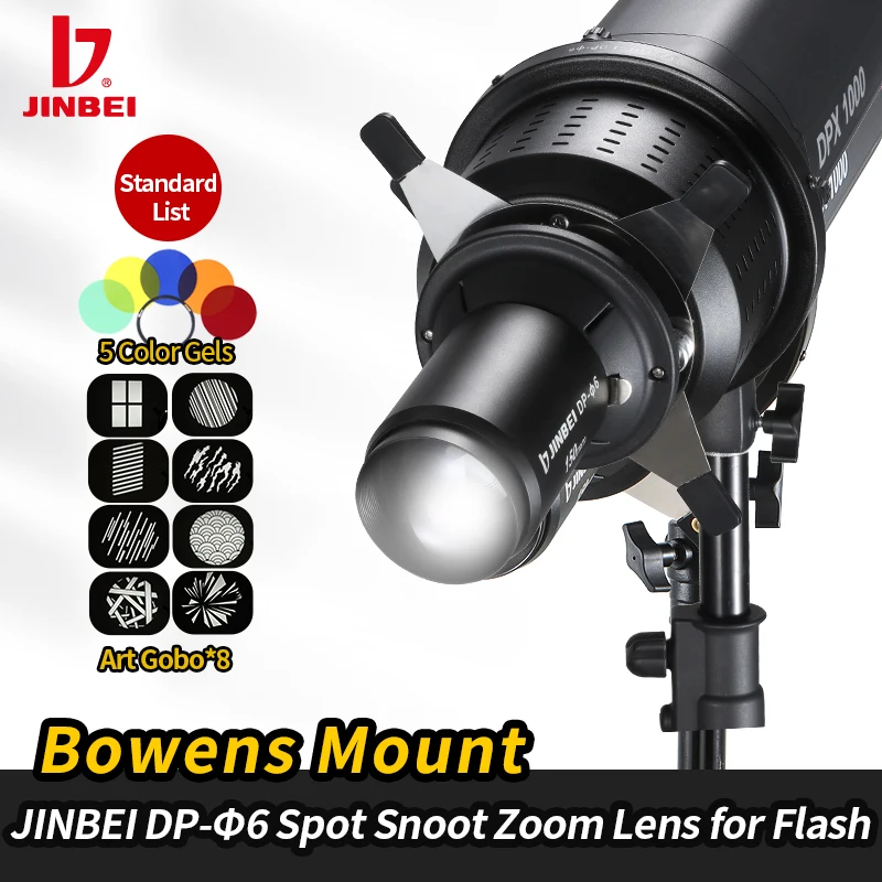 JINBEI DP-Φ6 Spot Snoot Zoom Lens For Flash Photo Optical Condenser DIY Art Special Effects Shaped Beam Light With Bowens Mount
JINBEI DP-Φ6 Spot Snoot Zoom Lens For Flash Photo Optical Condenser DIY Art Special Effects Shaped Beam Light With Bowens Mount