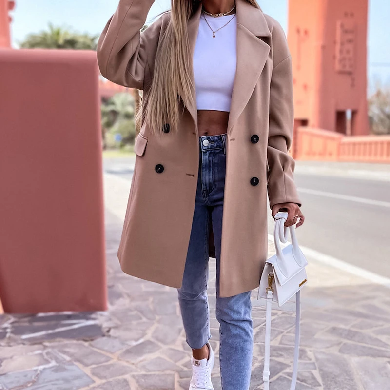 Casual Long Sleeve Midi Blazer 2022 Fall Elegant Lapel Double-breasted Woolen Jackets Winter Women Fashion Loose Solid Outerwear
Casual Long Sleeve Midi Blazer 2022 Fall Elegant Lapel Double-breasted Woolen Jackets Winter Women Fashion Loose Solid Outerwear