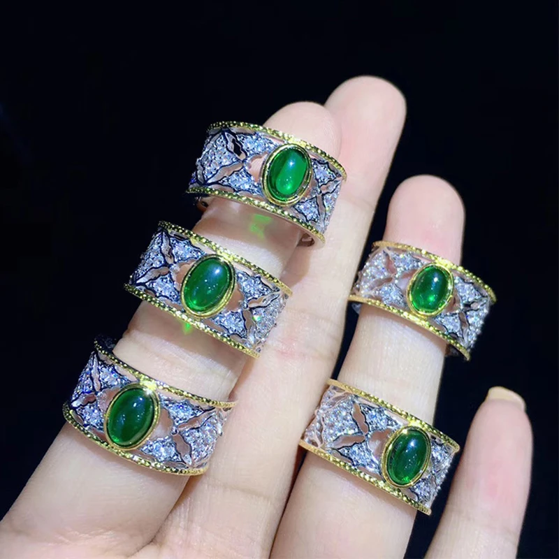 Foydjew French Style Retro Jewelry Two-color Rings Inlaid Simulation Columbia Emerald Ring Women's Banquet Party Accessories
Foydjew French Style Retro Jewelry Two-color Rings Inlaid Simulation Columbia Emerald Ring Women's Banquet Party Accessories