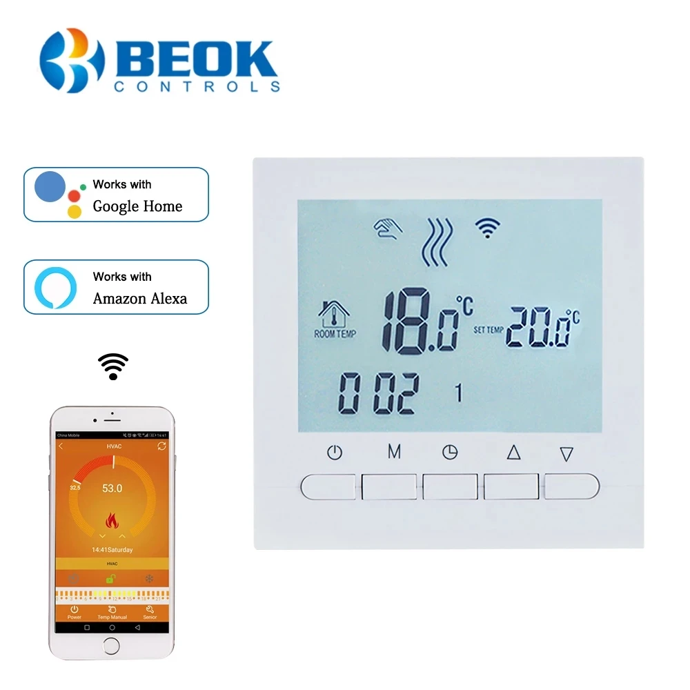 Программируемый Регулятор температуры BEOK для газового бойлера умный Wi-Fi