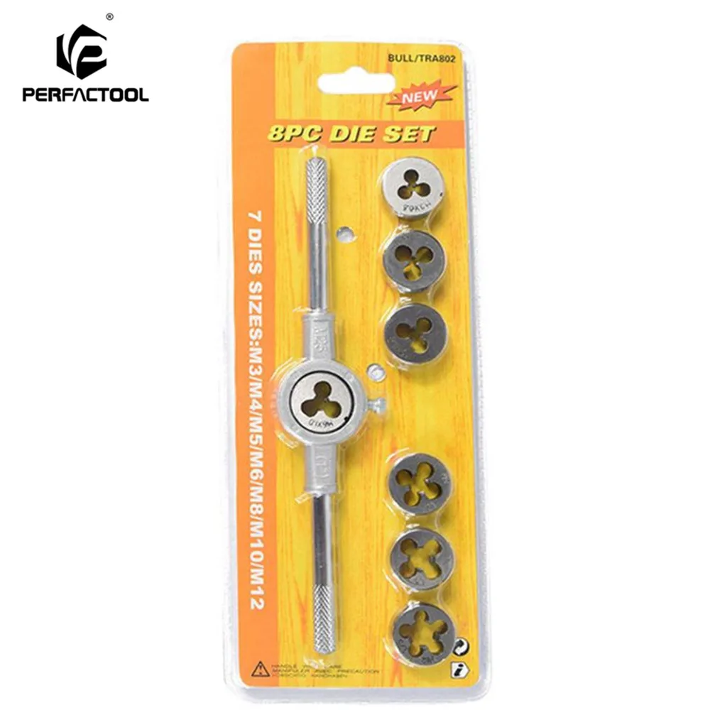 PERFACTOOL 8pcs Metric Adjustable Tap Die Wrench Set M3/4/5/6/8/10/12 Screw Thread Tape
PERFACTOOL 8pcs Metric Adjustable Tap Die Wrench Set M3/4/5/6/8/10/12 Screw Thread Tape