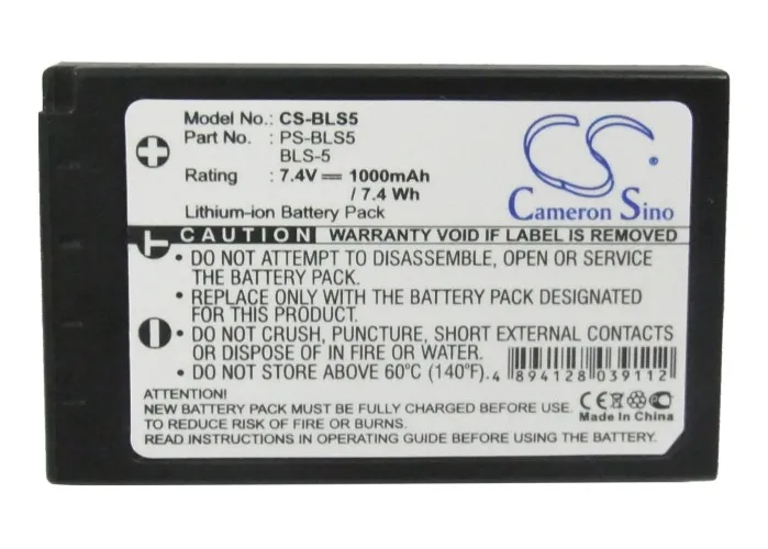 Camera 1000mAh Battery For Olympus BLS-5 BLS-50 PS-BLS5 OM-D E-M10 E-PL5 E-PL6 E-PL7 E-PM2 Stylus 1 E-PL8 PEN E-PL2
Camera 1000mAh Battery For Olympus BLS-5 BLS-50 PS-BLS5 OM-D E-M10 E-PL5 E-PL6 E-PL7 E-PM2 Stylus 1 E-PL8 PEN E-PL2