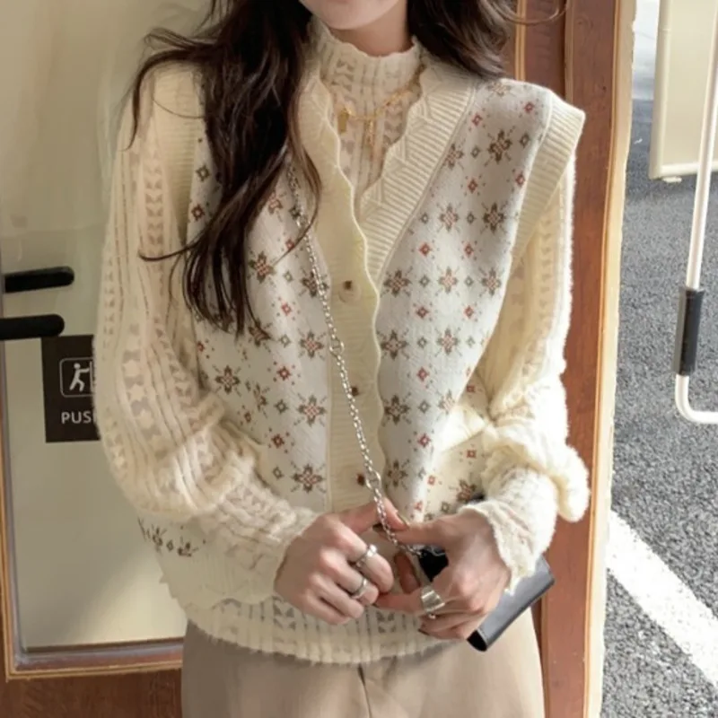 Rachel Women Tank French Sweet Gentle Female 2021 Autumn Floral V Neck Knitted Sweaters Sleeveless Jacket Beige Casual Vests
Rachel Women Tank French Sweet Gentle Female 2021 Autumn Floral V Neck Knitted Sweaters Sleeveless Jacket Beige Casual Vests