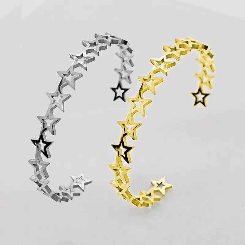 Fashion Pentagram Hollow Out Stainless Steel Adjustable Bracelet for Woman Charm Romantic Birthday Party Jewelry Gift
Fashion Pentagram Hollow Out Stainless Steel Adjustable Bracelet for Woman Charm Romantic Birthday Party Jewelry Gift