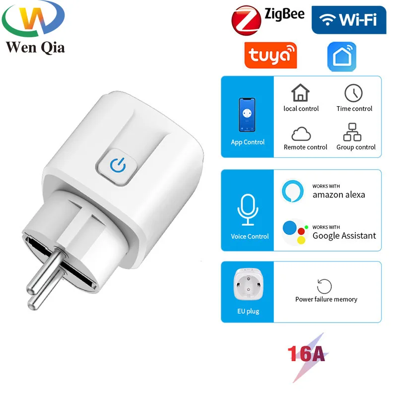 Wifi ZigBee Smart Socket EU Plug 110V 220V 240v 16A Outlet Adapter Power Voice Timer Remote Control Work with Google Home Alexa
Wifi ZigBee Smart Socket EU Plug 110V 220V 240v 16A Outlet Adapter Power Voice Timer Remote Control Work with Google Home Alexa