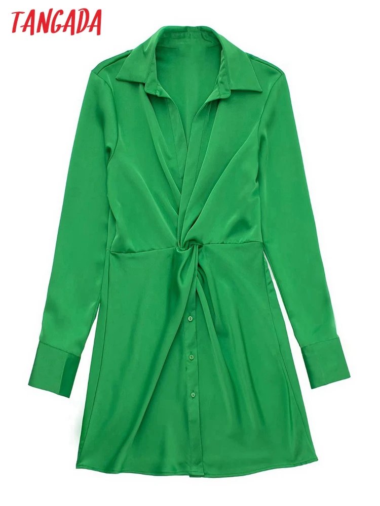Tangada 2022 Women Green Satin Bow Dress Long Sleeve Females Mini Dresses Vestidos 3H535
Tangada 2022 Women Green Satin Bow Dress Long Sleeve Females Mini Dresses Vestidos 3H535